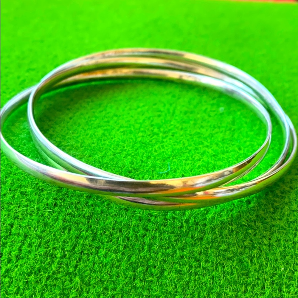 Sterling Silver Triple Rolling Bangle Bracelet - image 1